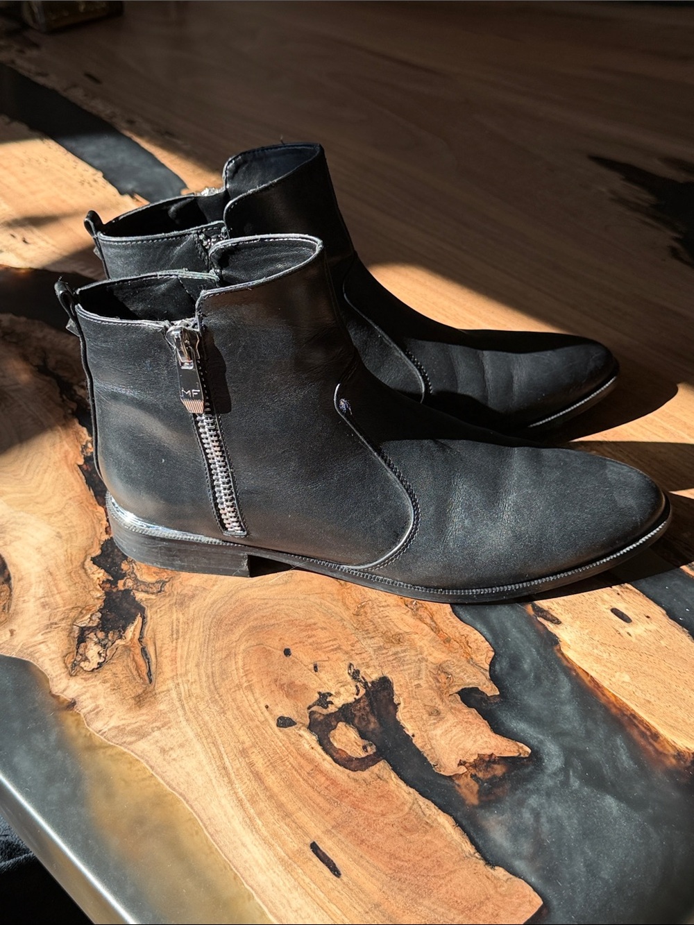 Marc Fisher Black Leather Side-Zip Ankle Booties